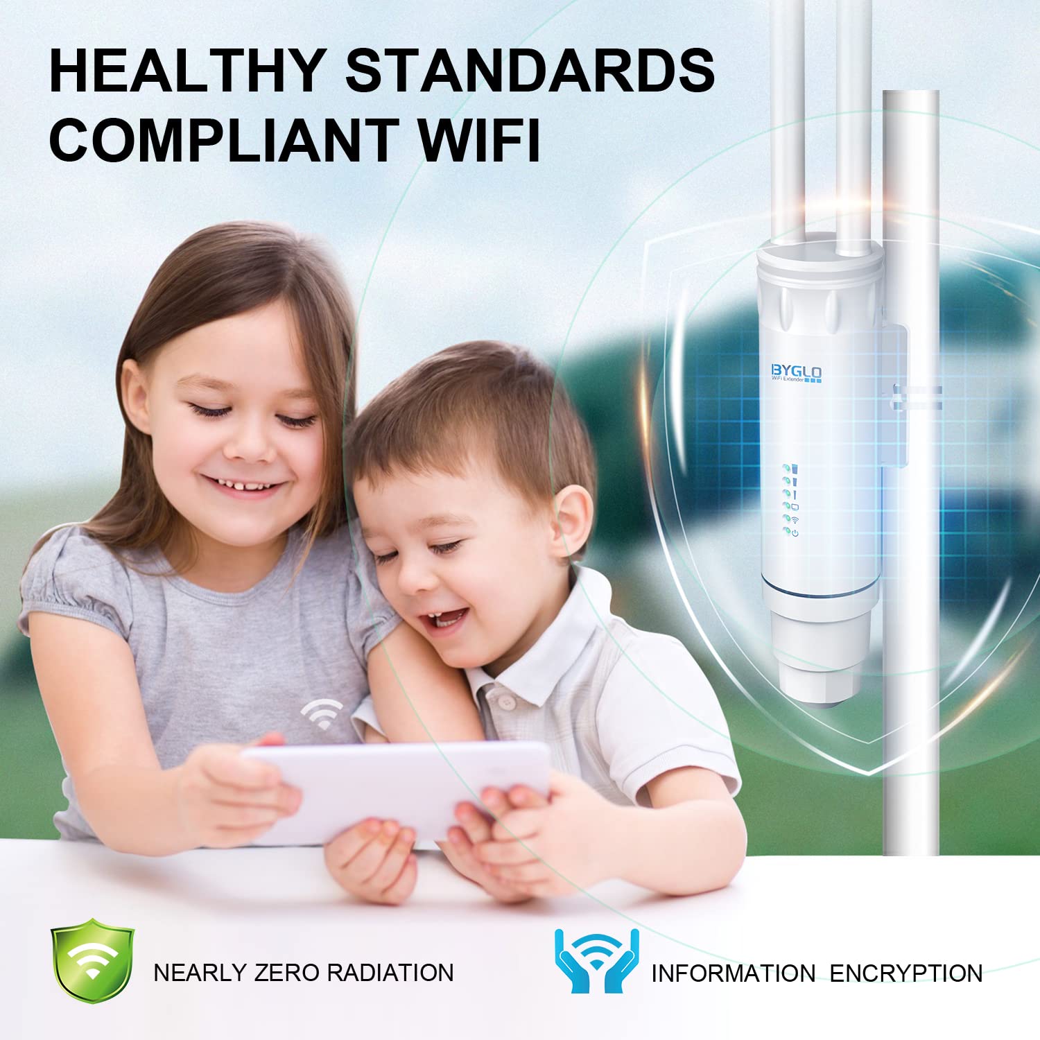 AC1200 Outdoor Weatherproof WiFi Range Extender - High Power Long Range Wireless Internet Signal Booster with Dual Band (5GHz & 2.4GHz) for Home, Office & Garden | Supports AP/Repeater/Router/Bridge Modes | PoE Powered