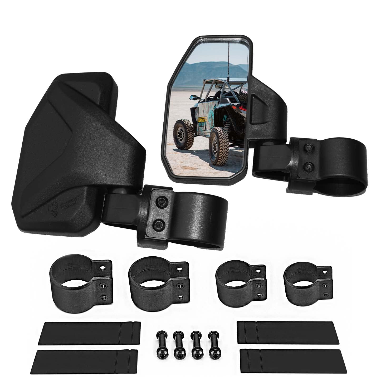 Chupacabra Offroad UTV Side Mirror Kit (2 Pack) - Adjustable Break-Away Design with Shatterproof Tempered Glass - Fits 1.6