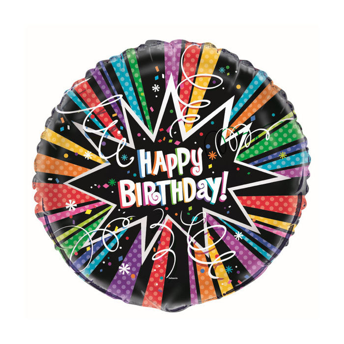 Happy Birthday Black and Rainbow Streamer | Foil Balloon for Party Decorations, Baby Showers & Celebrations