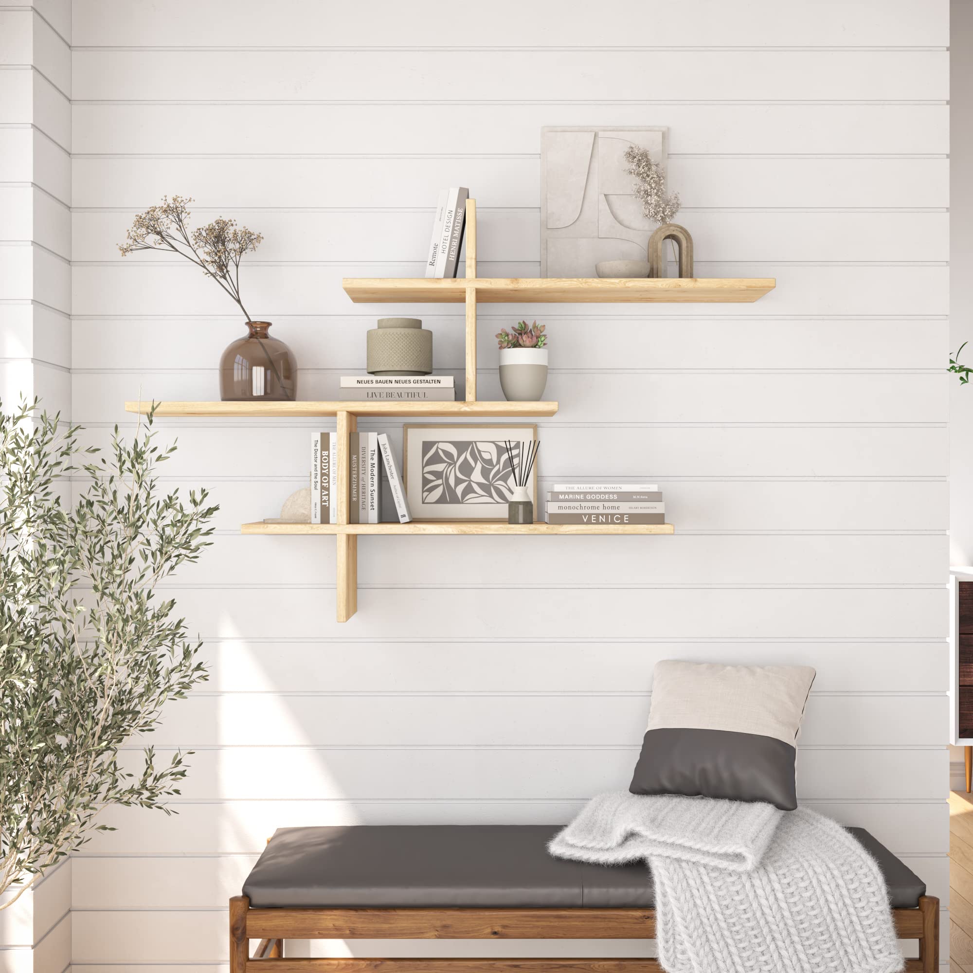 Webster Modern Oak Wall Shelf 31.5