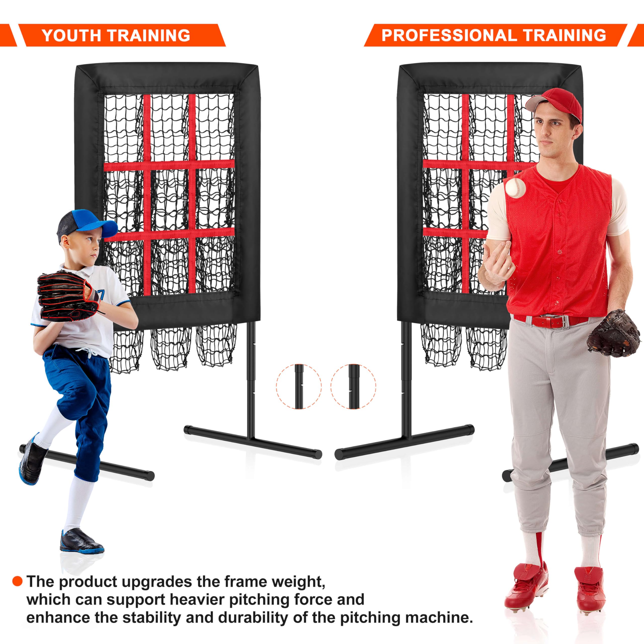9 Hole Pitching Net with Strike Zone - Baseball & Softball Training Aid | Portable Pitcher's Target with Practice Balls | Perfect for Backyard, Field & Indoor Practice