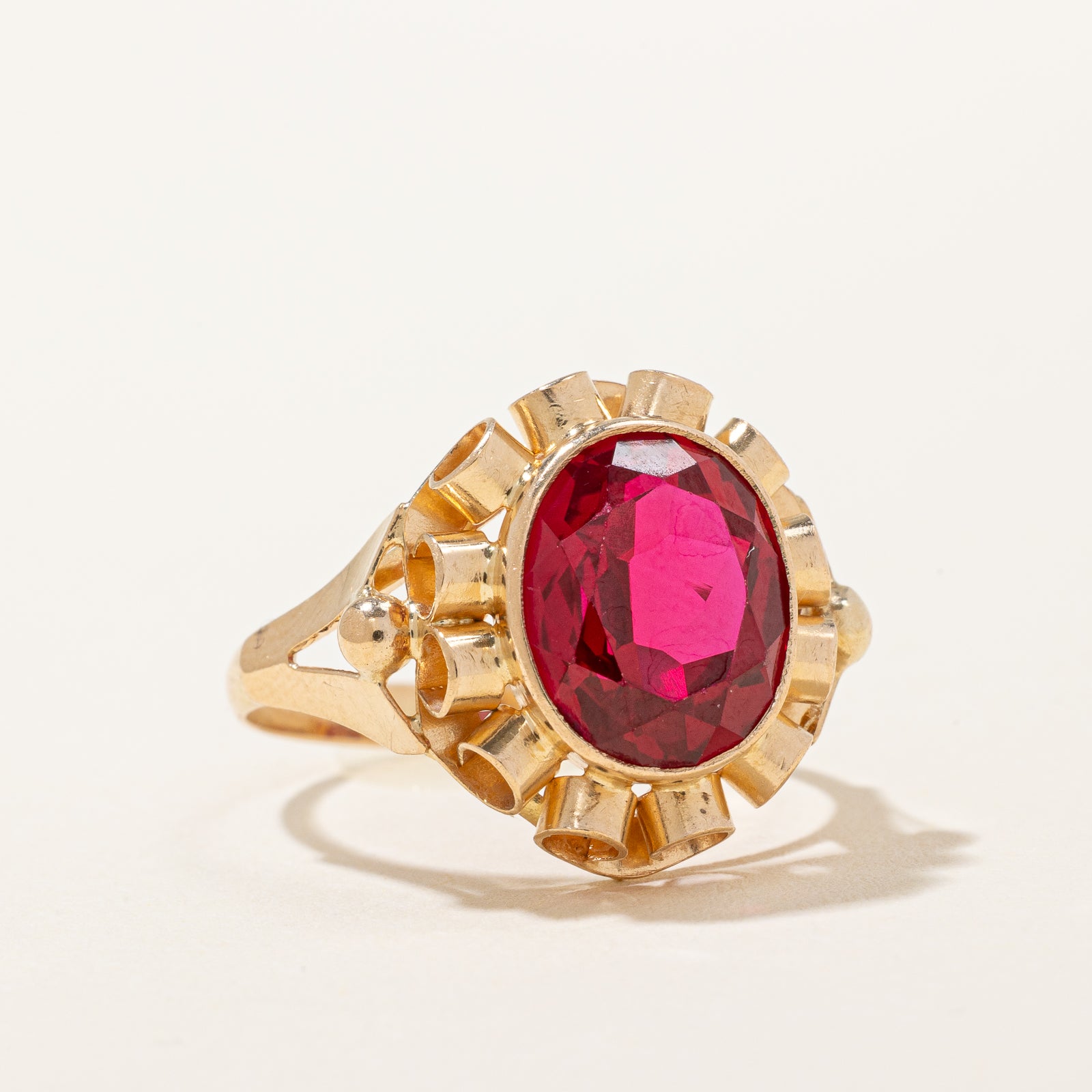 3.60ct Oval Cut Synthetic Ruby Cocktail Ring - Size 7.25 | Elegant Evening Party Jewelry for Women | Perfect for Weddings, Date Nights & Special Occasions