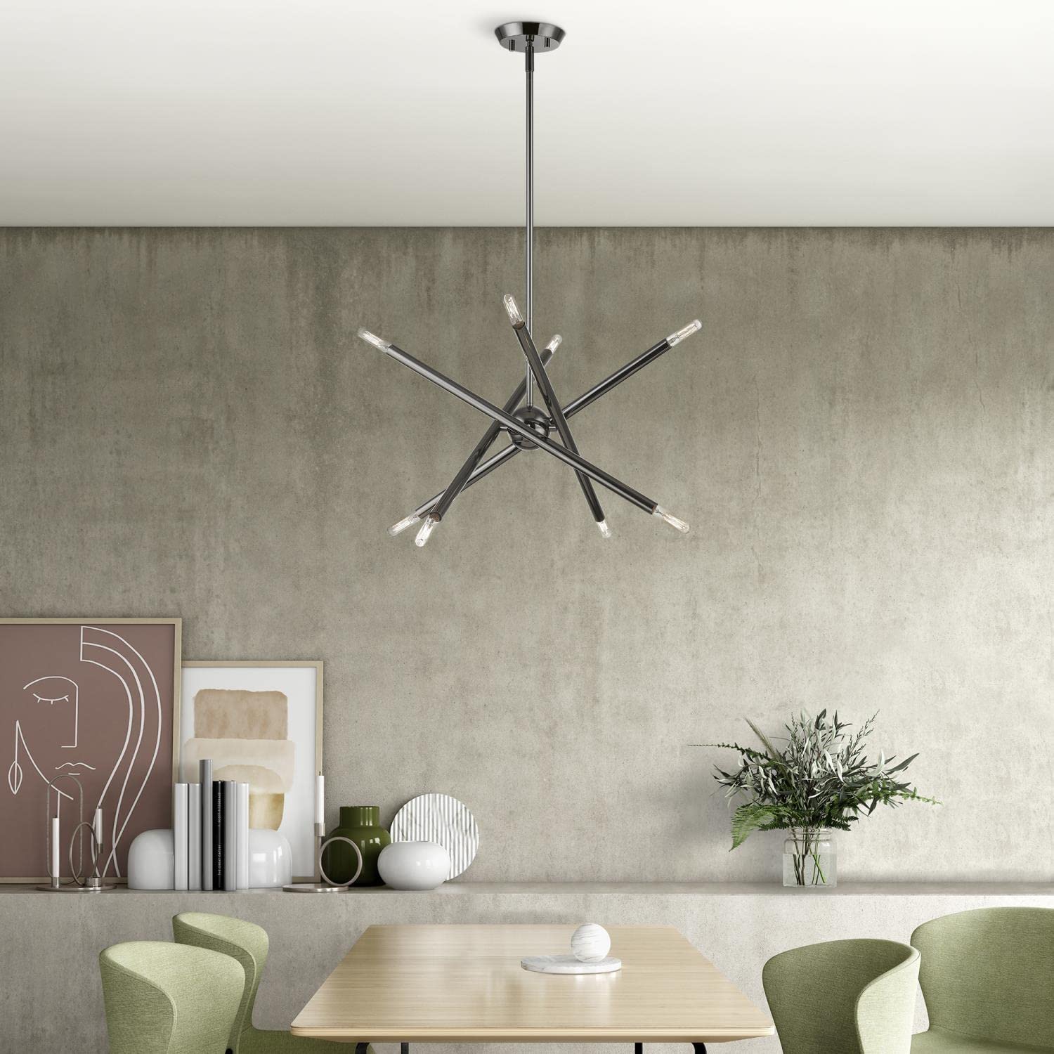 Livex Lighting 46774-46 Soho Black Chrome Chandelier - Elegant Ceiling Light Fixture for Dining Room, Bedroom & Living Room Decor