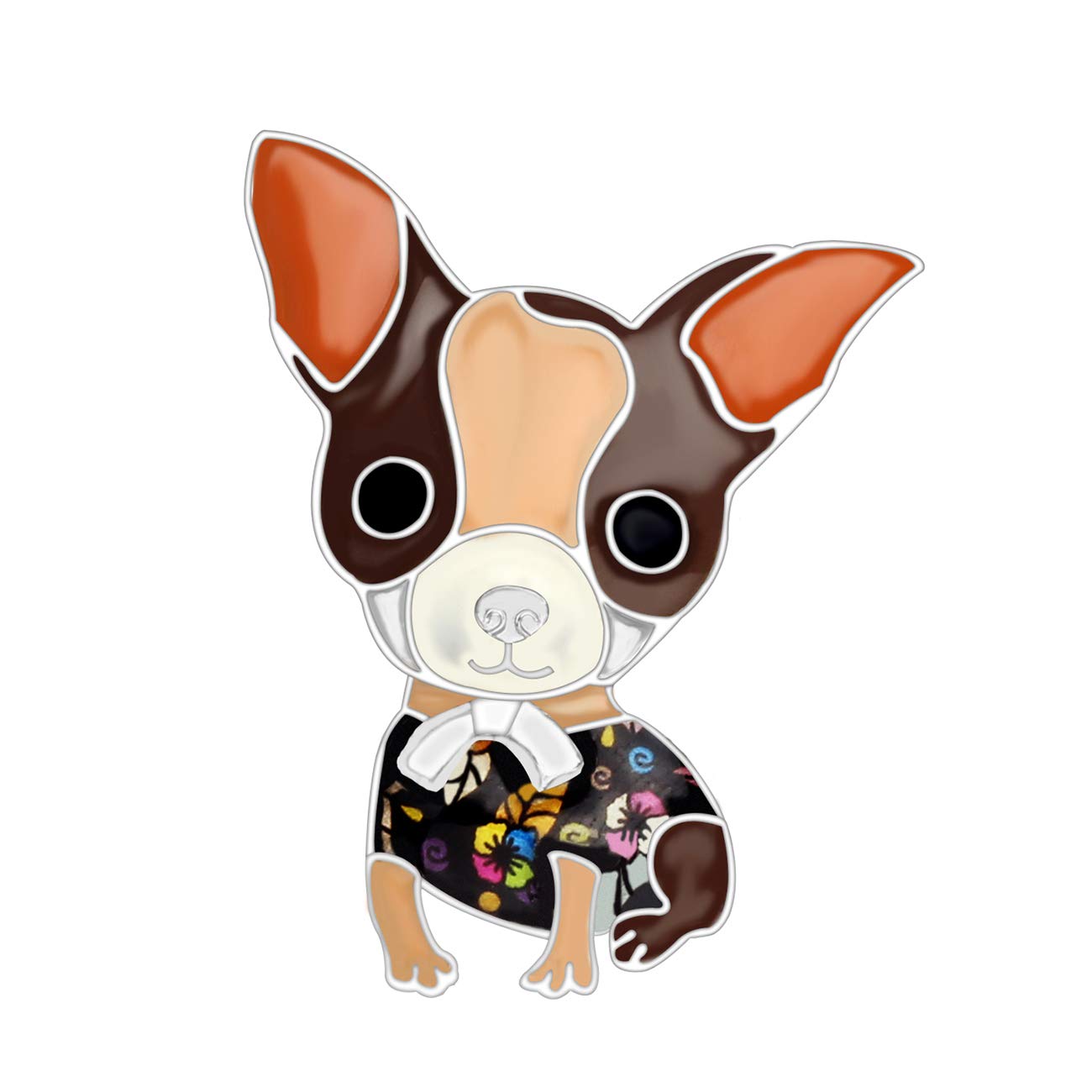 DOWAY Enamel Cartoon Chihuahua Brooch Pin - Cute Dog Lapel Pins for Women, Vintage Animal Jewelry Gift for Clothing, Bags, Hats, Scarves (Perfect for Parties, Weddings, Casual Wear & Collectors)