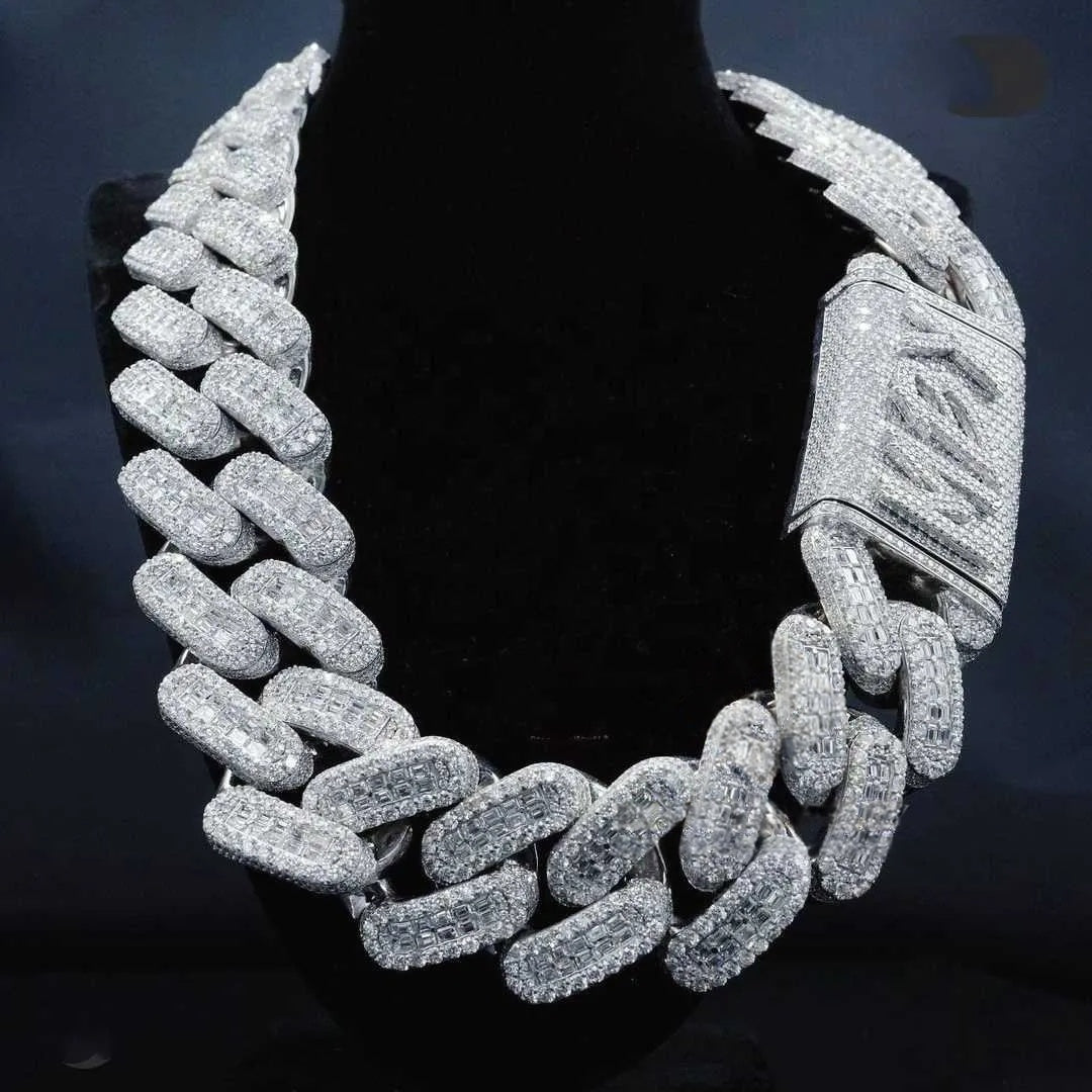 22K Gold Plated Moissanite Cuban Link Chain Necklace for Men & Women - Iced Out Hip Hop Jewelry Gift for Parties & Special Occasions