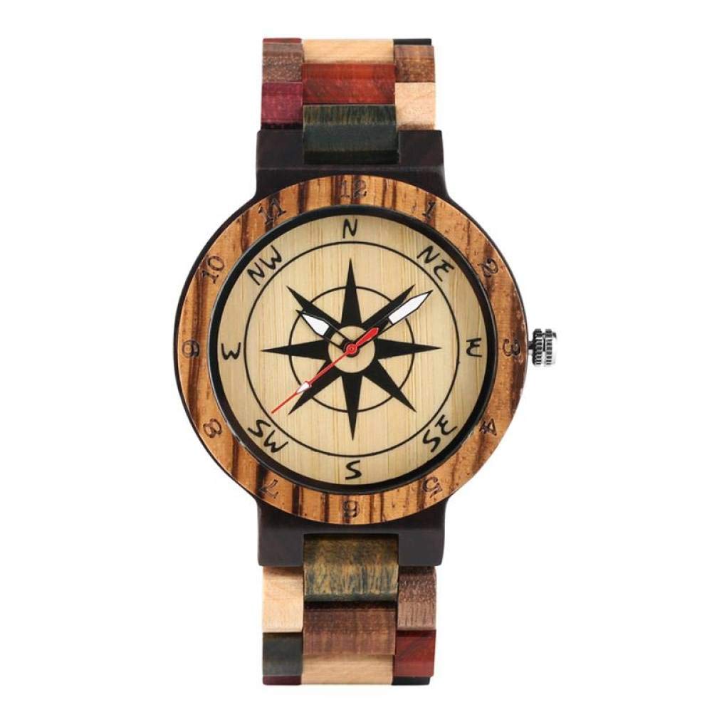 Stylish Wooden Watch for Men - Retro Bamboo Wristwatch with Compass Dial, Quartz Movement, Luxury Wooden Timepiece - Perfect for Outdoor Adventures, Hiking, Travel & Casual Wear