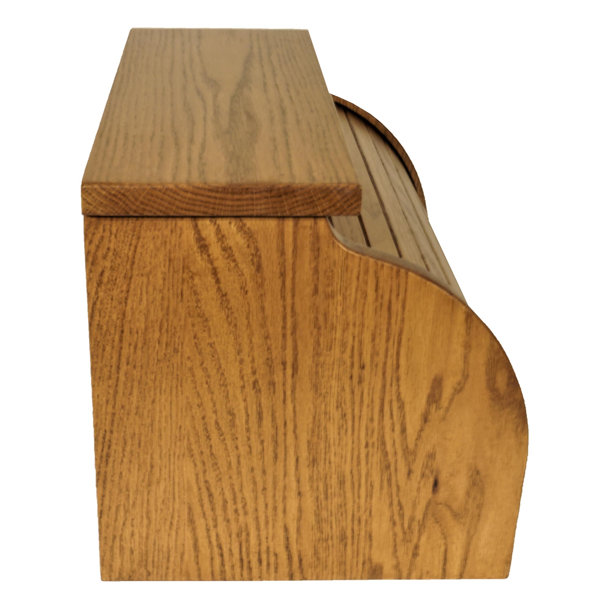 Amish USA Made Solid Oak Bread Box - Large Kitchen Countertop Bread Holder with Chestnut Finish | Perfect for Storing Bread, Baguettes, and Pastries on Your Counter