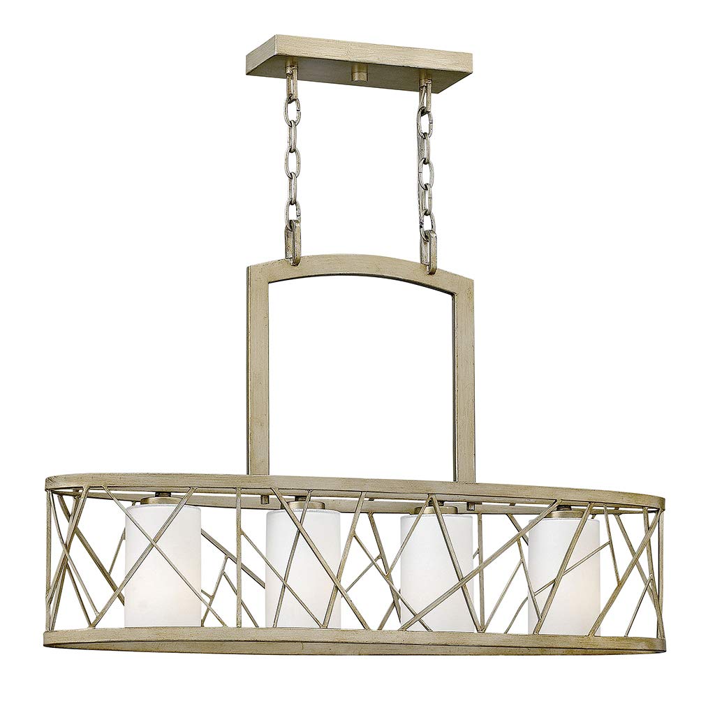 Fredrick Ramond Nest Collection 4-Light Silver Leaf Chandelier - Elegant Dining Room Lighting for Home Decor & Modern Interior Design