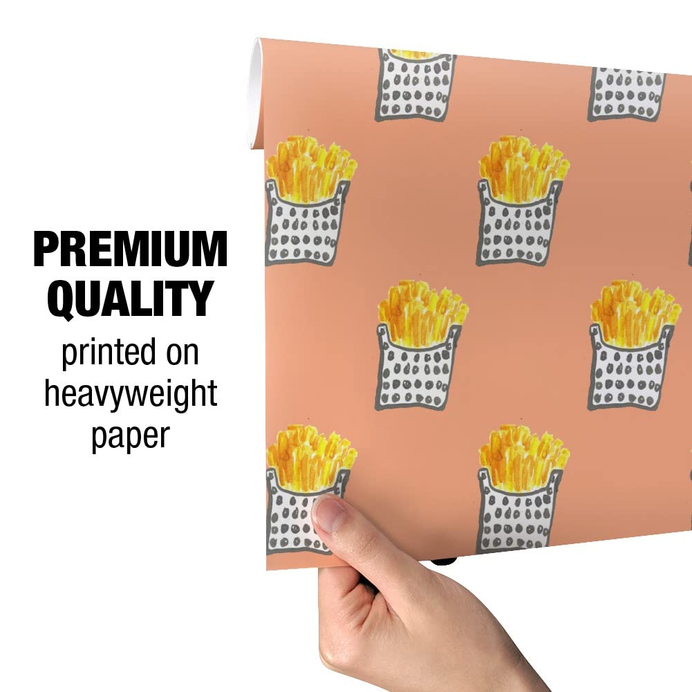 GRAPHICS & MORE Fun Fries Gift Wrap Wrapping Paper Rolls - 50ft Premium Kraft Paper for Birthday, Christmas & Party Presents - Eco-Friendly & Durable for DIY Crafts, Gift Bags & Home Decor