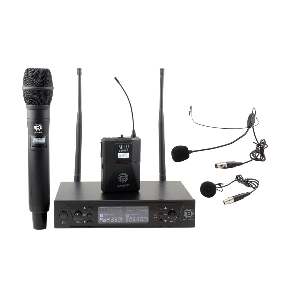 Blastking Dual UHF Wireless Microphone System MHU 402MHL - Professional Karaoke & Live Performance Mic for Singers, Speakers, and Events