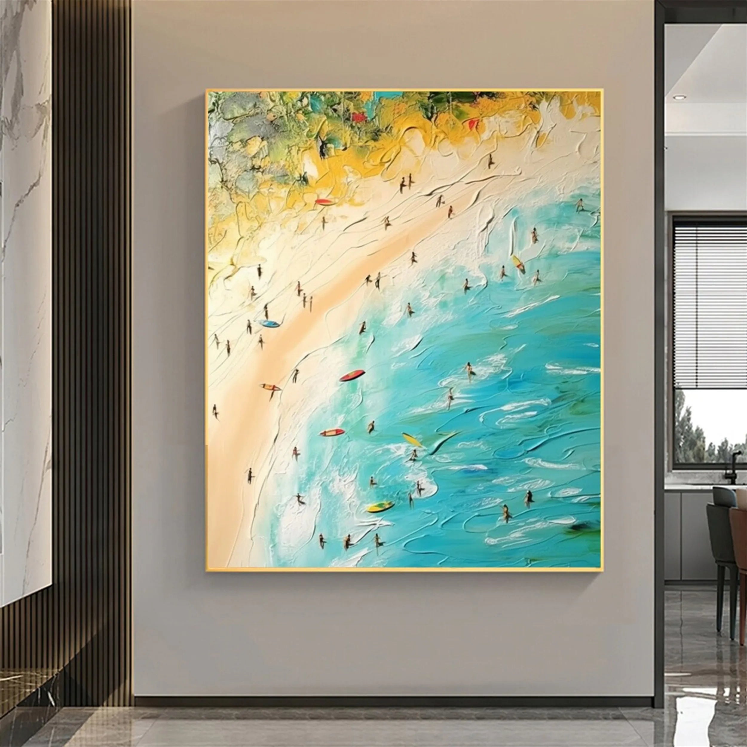 Seascape and Snowy Peak Landscape Painting - Premium Wall Art Decor for Living Room, Bedroom, Office #SP027