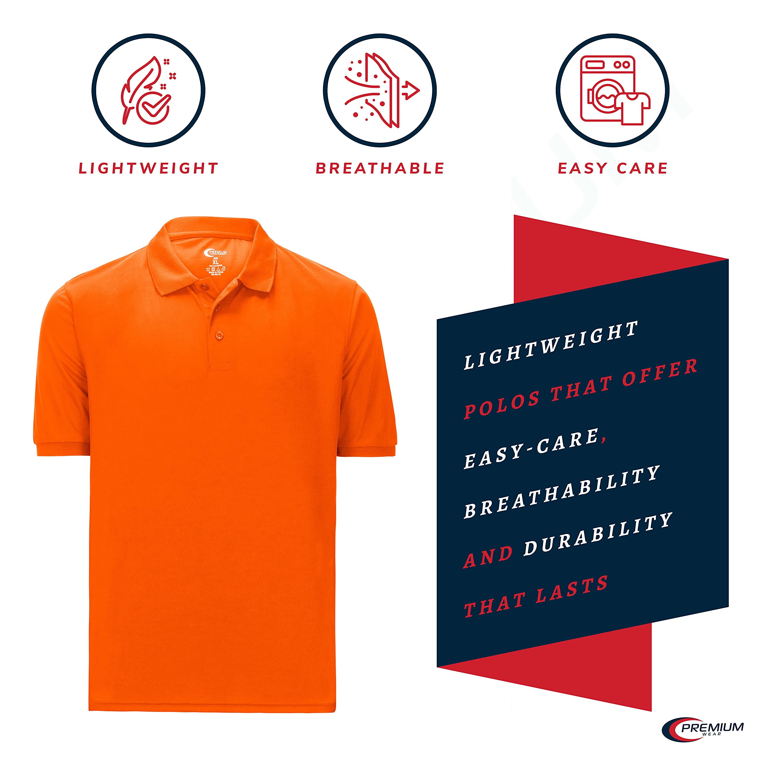 Premium Moisture-Wicking Men's Polo Shirts - Breathable Quick-Dry Performance Tees for Golf, Work & Outdoor Activities