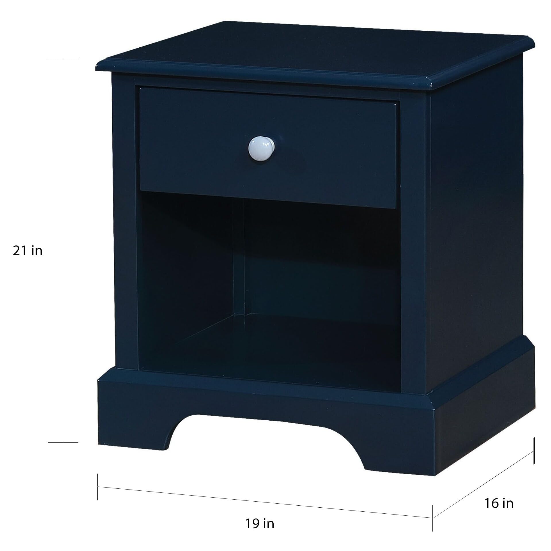 Blue Taylor & Olive Cholla Transitional Solid Wood 1-Drawer Nightstand - Modern Bedside Table for Bedroom, Guest Room, or Dorm - Stylish Storage Solution with Single Drawer