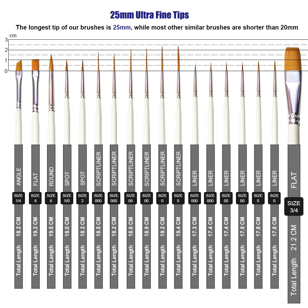 Afantti 18 Pcs Professional Paint Brush Set - Fine Detail Micro Mini Artist Brushes for Acrylic, Oil, Watercolor Painting - Perfect for Canvas, Wood, Ceramic & DIY Art Projects