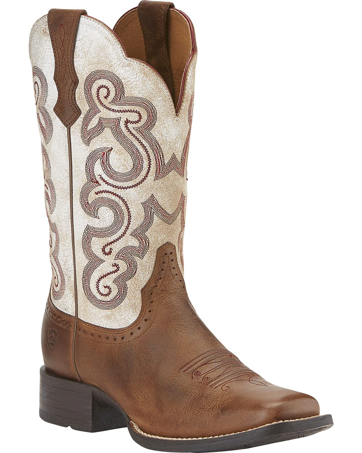 ARIAT BMVY9 Women's Quickdraw Western Boots - Sandstorm/Distressed White - Size 9.5 Wide - Comfortable Cowgirl Boots for Riding, Dancing & Western Fashion