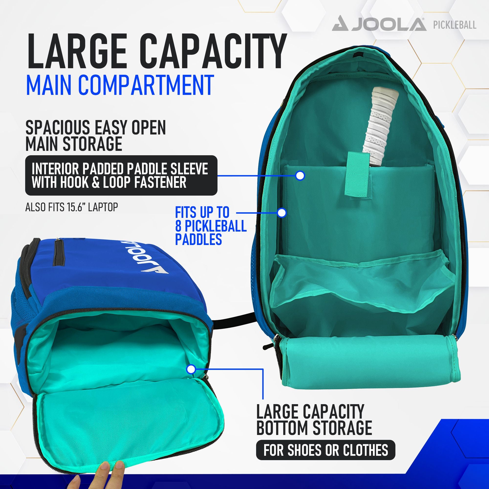 JOOLA Vision II Table Tennis Backpack (Blue) - Premium Paddle Case for Ping Pong Players, Perfect for Tournaments & Training Sessions