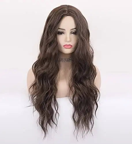 Long Wavy Synthetic Wig with Natural Center Part - Perfect for Cosplay, Halloween, and Daily Fashion Styling