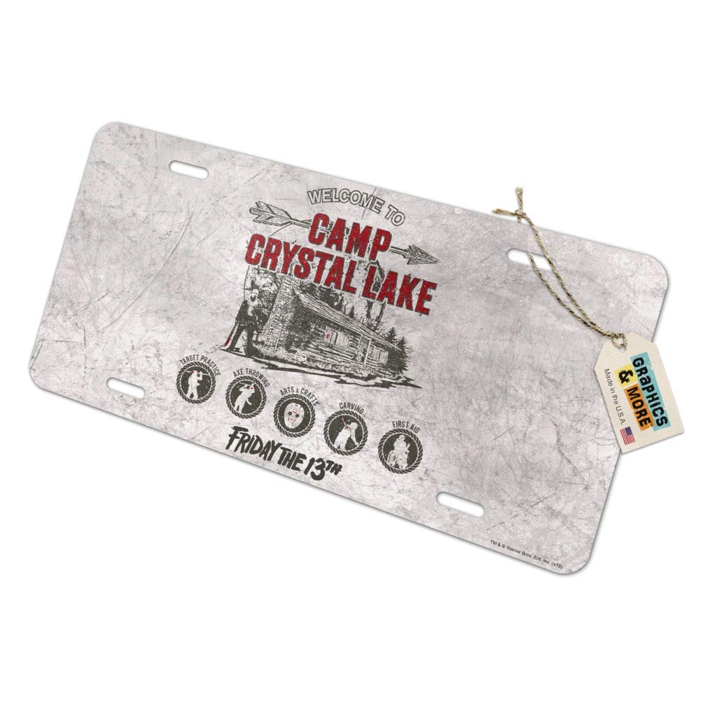 Friday The 13th Camp Crystal Lake Novelty Metal Vanity License Plate - Horror Movie Collectible for Car, Wall Decor, or Halloween Party