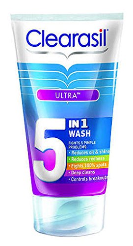 Clearasil 5-in-1 Ultra Wash Face Cleanser for Acne & Oily Skin - 150ml (Pack of 6) | Deep Pore Cleansing, Exfoliating & Oil Control | Daily Skincare Routine for Teens & Adults