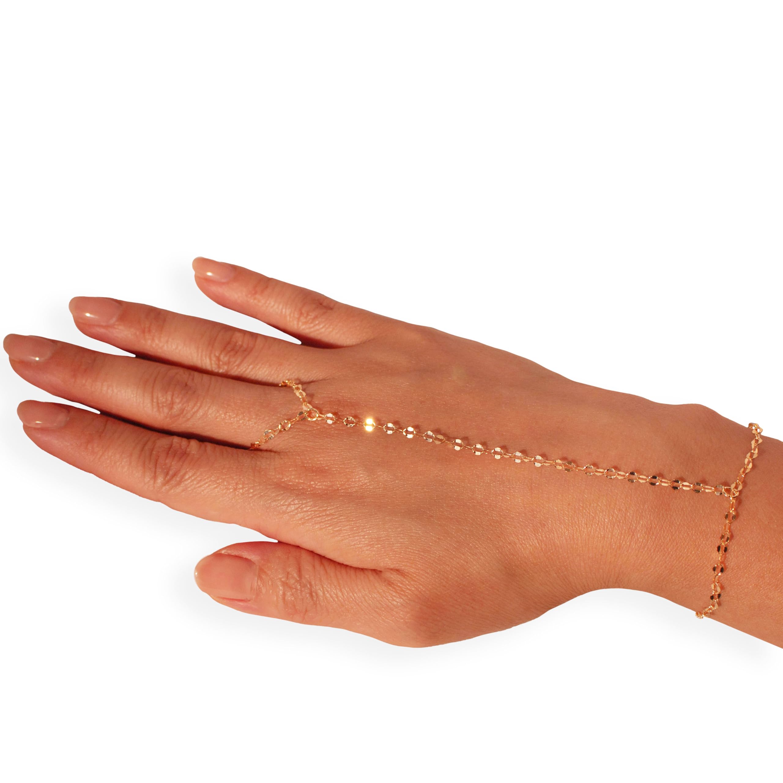 14K Gold Filled Ring Chain Bracelet - Dainty Adjustable Slave Bangle for Women | Waterproof Fashion Jewelry | Perfect Gift for Birthday, Anniversary & Valentine's Day | Ideal for Parties, Date Nights & Everyday Wear