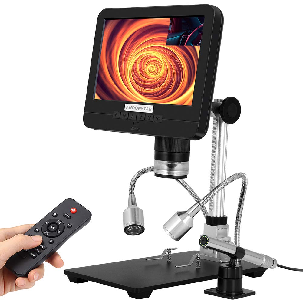 Andonstar AD206S 7-inch LCD Digital Microscope with Endoscope - 200X Magnification Zoom for Soldering, Phone Repair & Circuit Board Inspection | Perfect for Electronics Workbench, Jewelry Appraisal & Hobbyist Projects