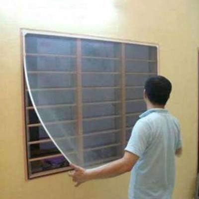 Netfly 120 GSM White Window Mosquito Net – Easy Install Polyester Mesh Insect Screen for Windows & Doors | Strong Adhesive Velcro | Washable & Reusable Bug Screen (4x5 FT) – Perfect for Bedrooms, Patios & Camping to Keep Mosquitoes Out