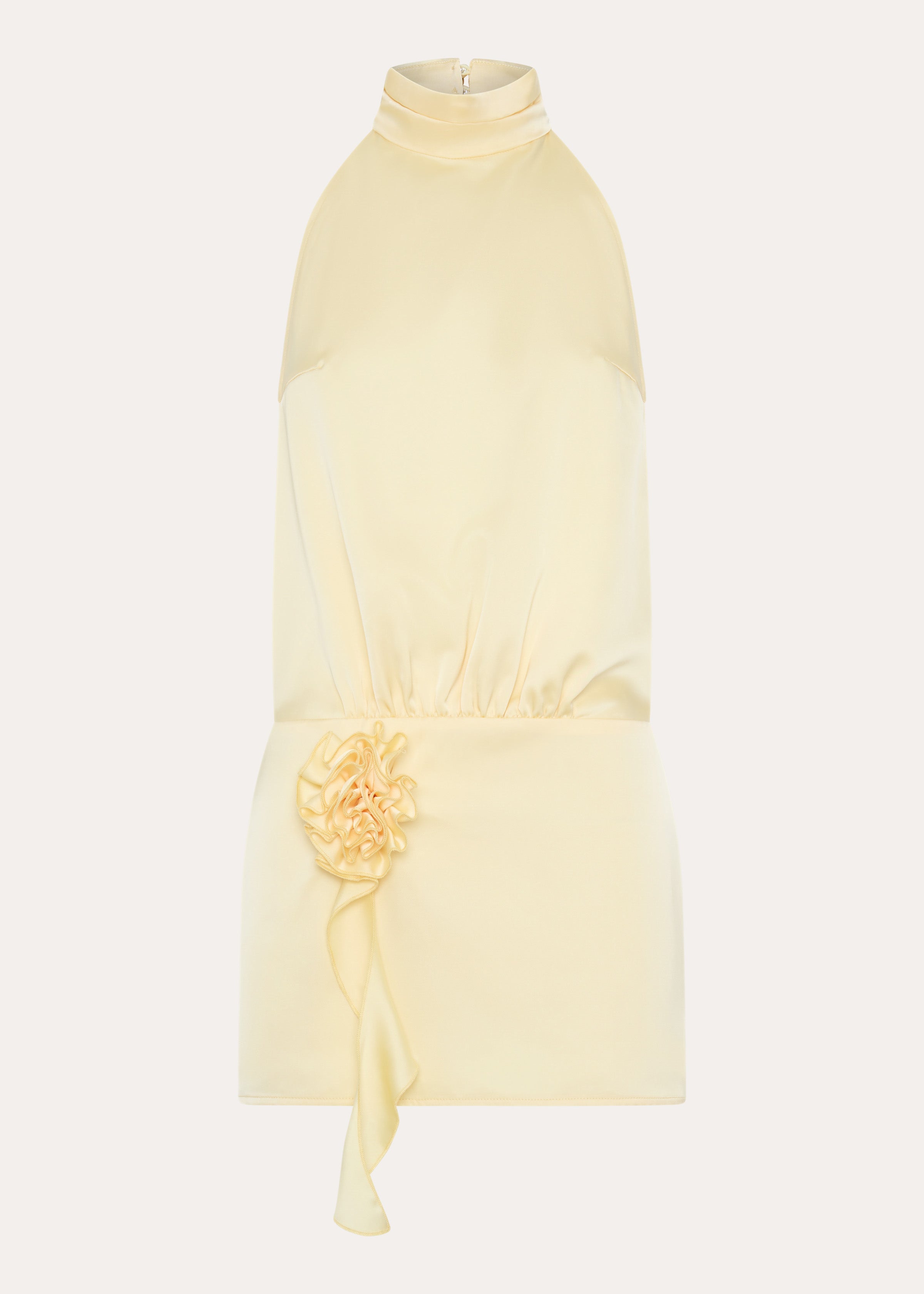 Birdie Halterneck Mini Dress - Yellow Summer Floral Sundress for Women | Beach Vacation, Party, Date Night Outfit