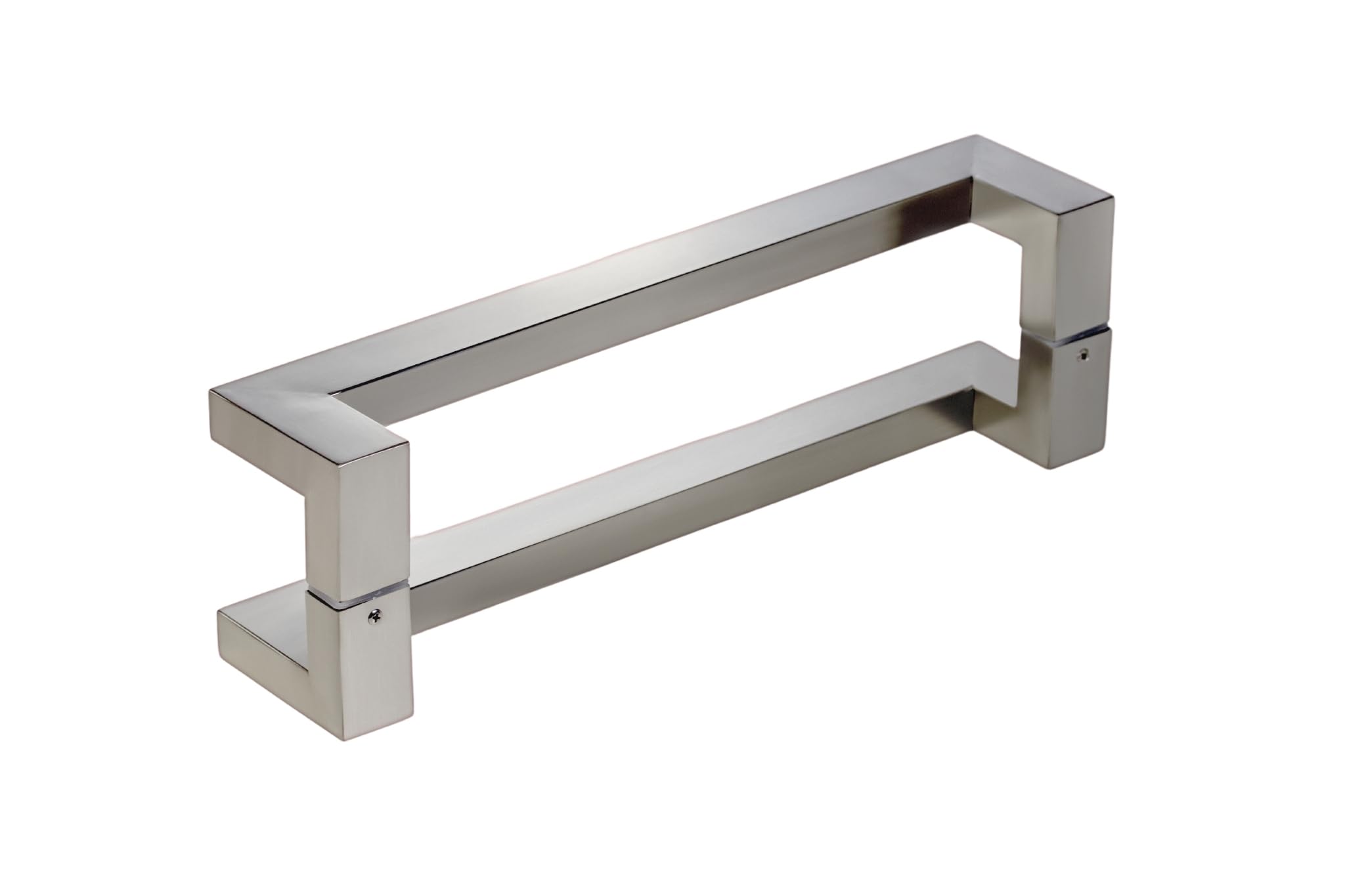 36 Inch Modern Offset Door Handles - Brushed Nickel Satin Finish Stainless Steel Pulls for Front Doors, Glass Showers & Barn Doors | Durable Square/Rectangular Bar Design for Home, Office & Store Entrances | Perfect for Contemporary & Rustic Interiors