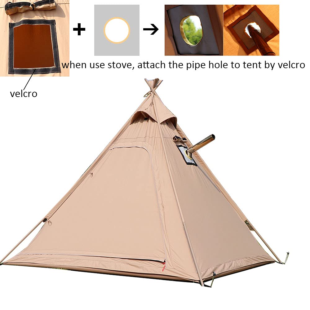 WINTENT Waterproof Cotton Canvas Teepee Tent with Stove Hole - 2-3 Person Camping Tent for Outdoor Adventures, Hiking & Backpacking