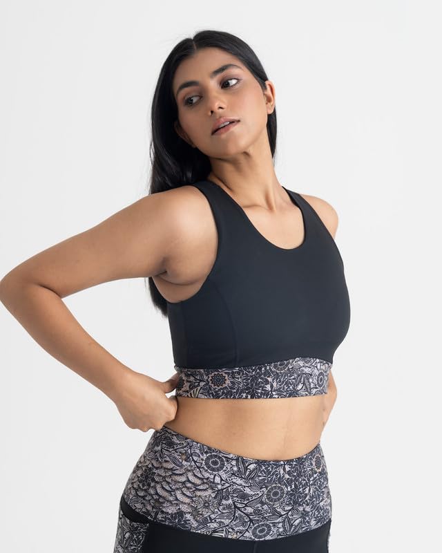 HUNNIT Women's Sports Bra & Leggings Set - 7/8 Length Squat Proof Yoga Pants with 4-Way Stretch & Round Neck Crop Top - Matching Workout Outfit for Gym, Running, Pilates & Yoga