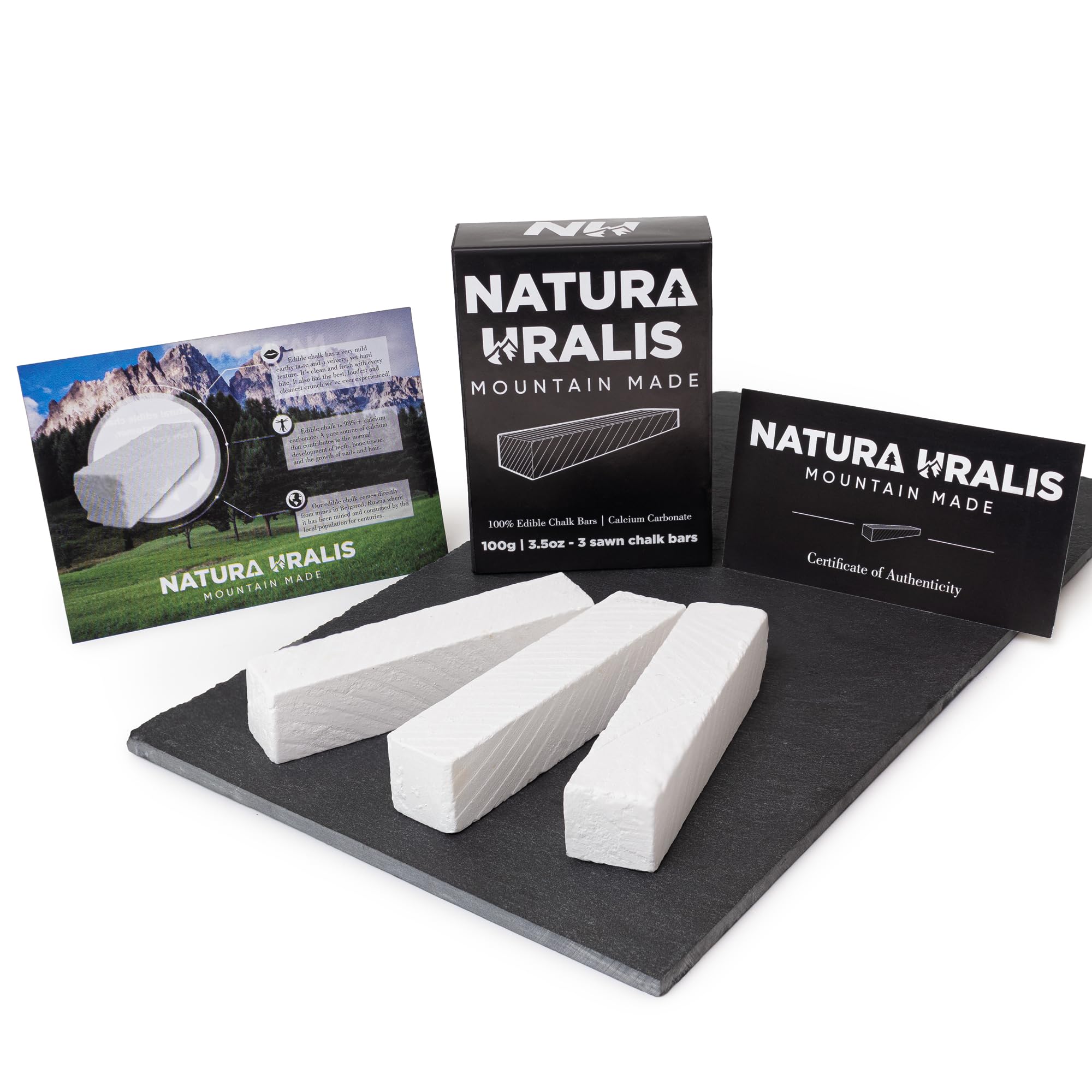 Premium Belgorod Sawn Chalk Bars - 3.5 oz Natural White Chalk (3-Pack) for ASMR, Drawing & Writing | Smooth Velvety Texture, High Calcium Carbonate Content | Perfect for Artists, Teachers & Sensory Play