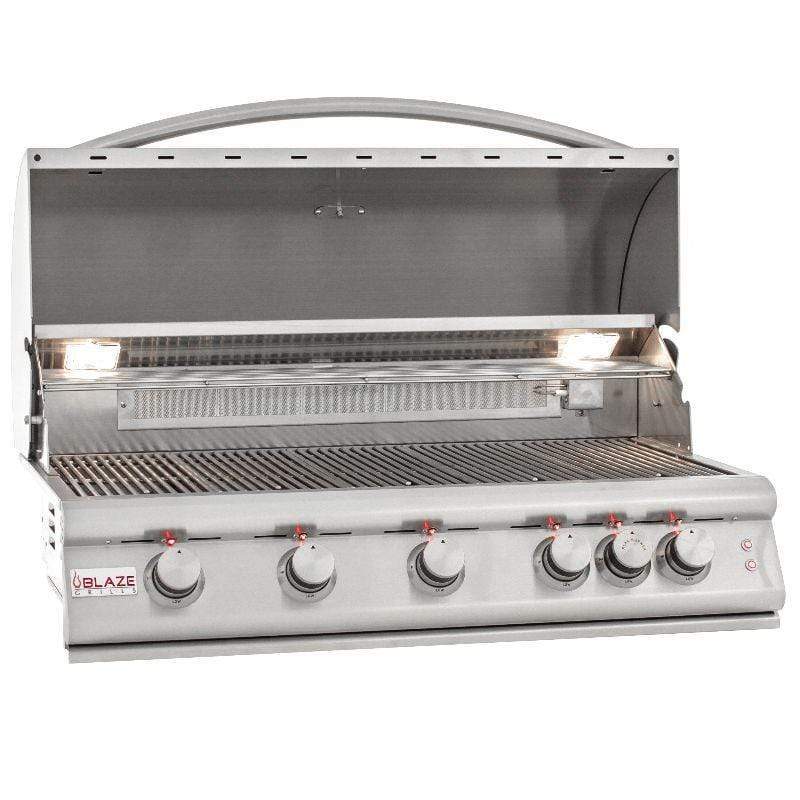 40 Inch 5-Burner LTE Gas Grill with Rear Burner, Built-in LED Lighting System & Rolling Cart - Perfect for Backyard BBQs, Outdoor Cooking, and Tailgating Parties