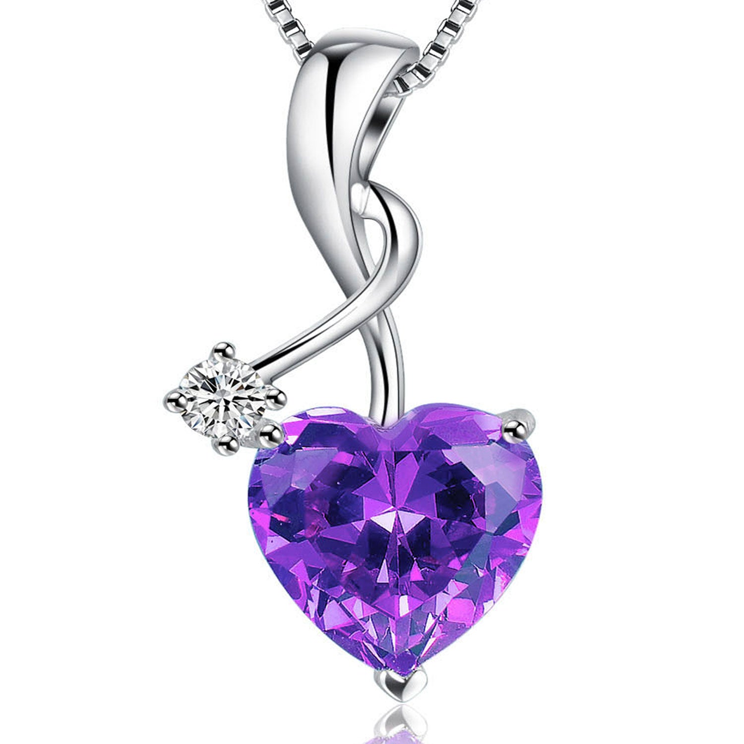 MABELLA Sterling Silver Heart Necklace with 4.0 CTW Simulated Gemstone Pendant - Elegant Jewelry Gift for Women, Perfect for Valentine's Day, Anniversary or Birthday
