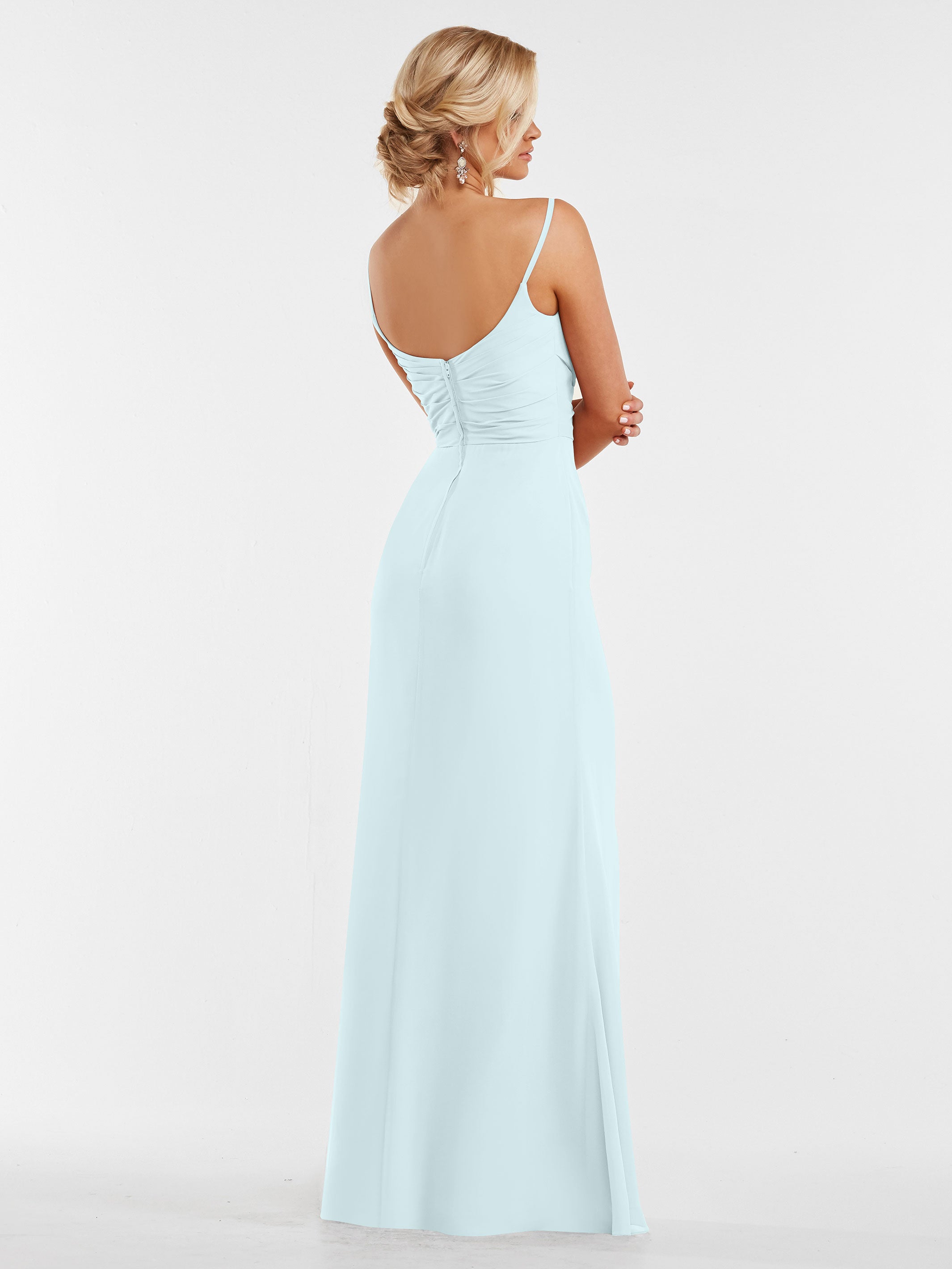 Elegant 80169 Chiffon Sheath Bridesmaid Dress with Pleated Bodice - Perfect for Weddings, Formal Events & Special Occasions