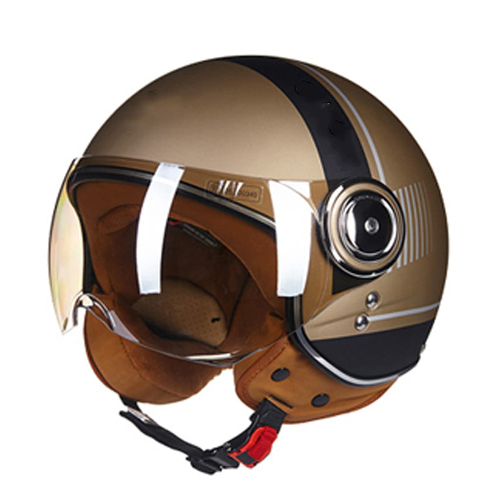 YEstge Vintage Open Face Motorcycle Helmet for Adults - DOT Approved Lightweight 3/4 Helmet with Visor & Quick Release - Perfect for Men & Women Riders - Ideal for Cruiser, Scooter & Urban Commuting