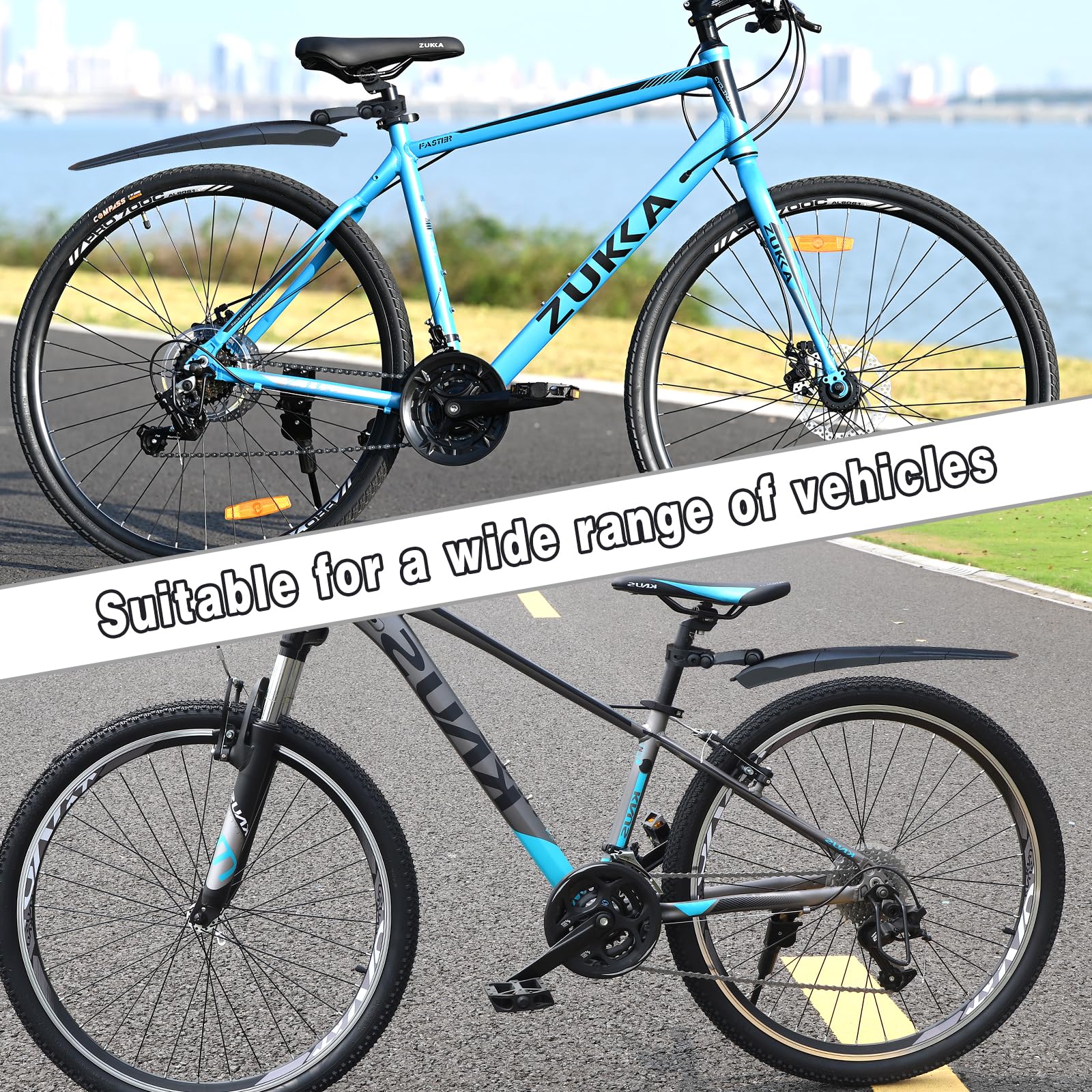 24/26/27.5 Inch Bike Fender Set - Universal Front & Rear Mudguards for Mountain, MTB & Road Bicycles - Perfect for Wet Weather Commuting & Off-Road Cycling Protection
