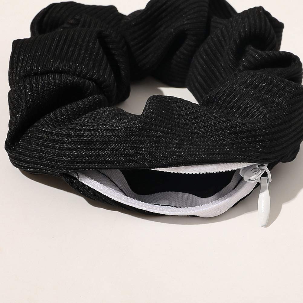 NNGT Pocket Hair Scrunchies - Elastic Hair Ties with Hidden Zipper Pocket for Keys & Small Items - Women Girls Hair Accessories - Perfect for Gym, Travel & Everyday Use