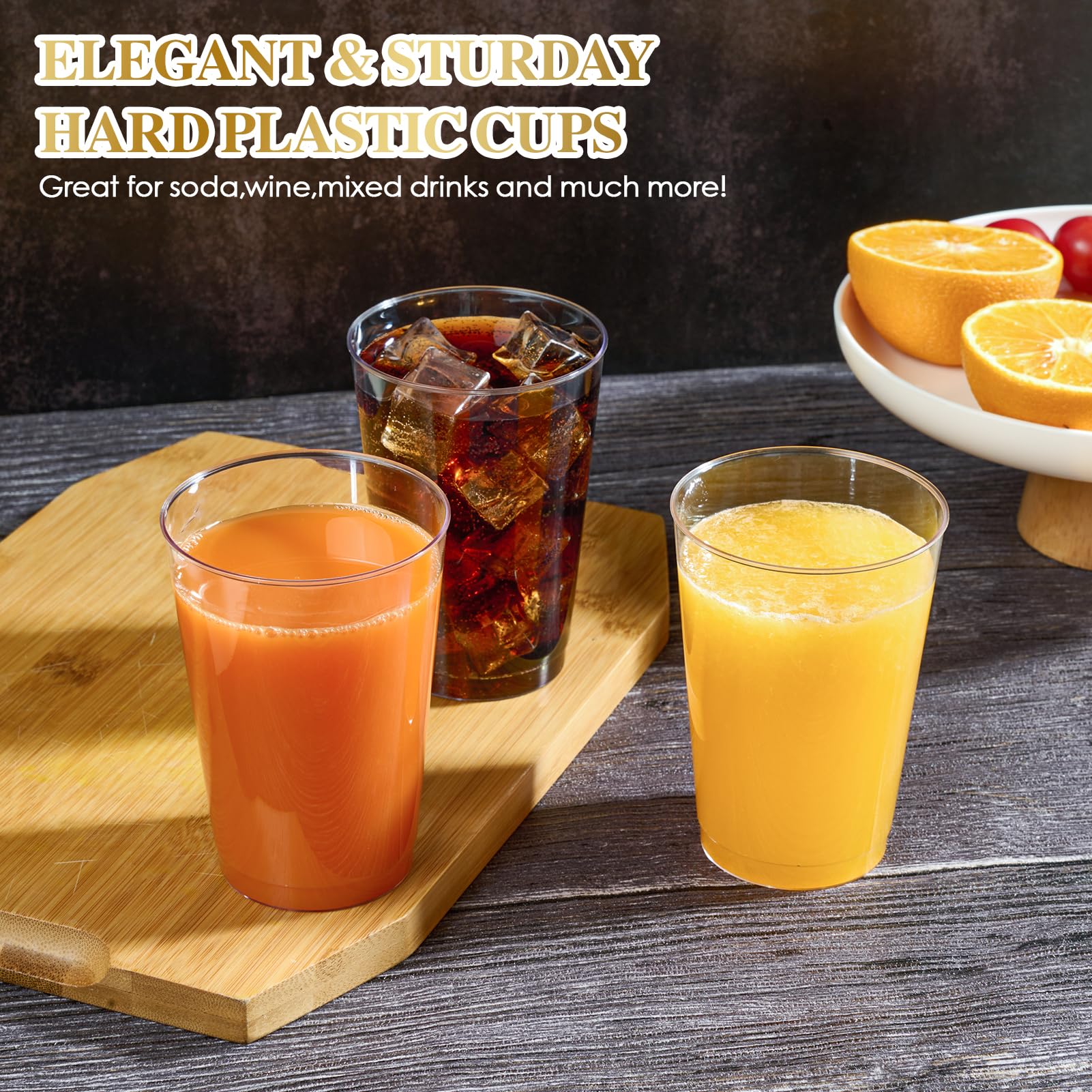 FOCUSLINE 200 Pack 12 oz Clear Plastic Cups - Disposable & Reusable Heavy Duty Tumblers for Parties, Thanksgiving, Halloween, Christmas - Perfect for Beverages, Cocktails, and Outdoor Events
