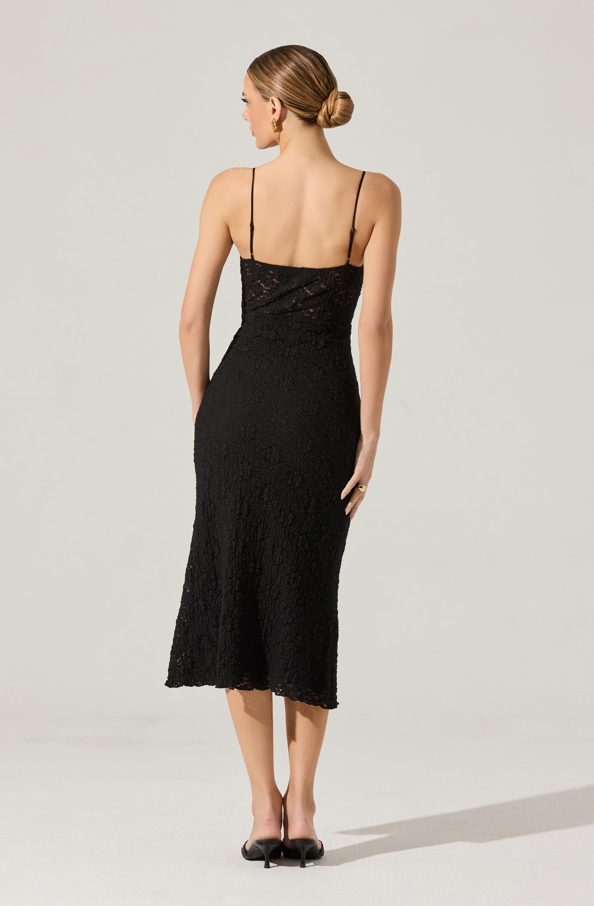 Elegant Floral Lace Knit Midi Dress for Women - Perfect for Spring Weddings, Garden Parties & Romantic Dates