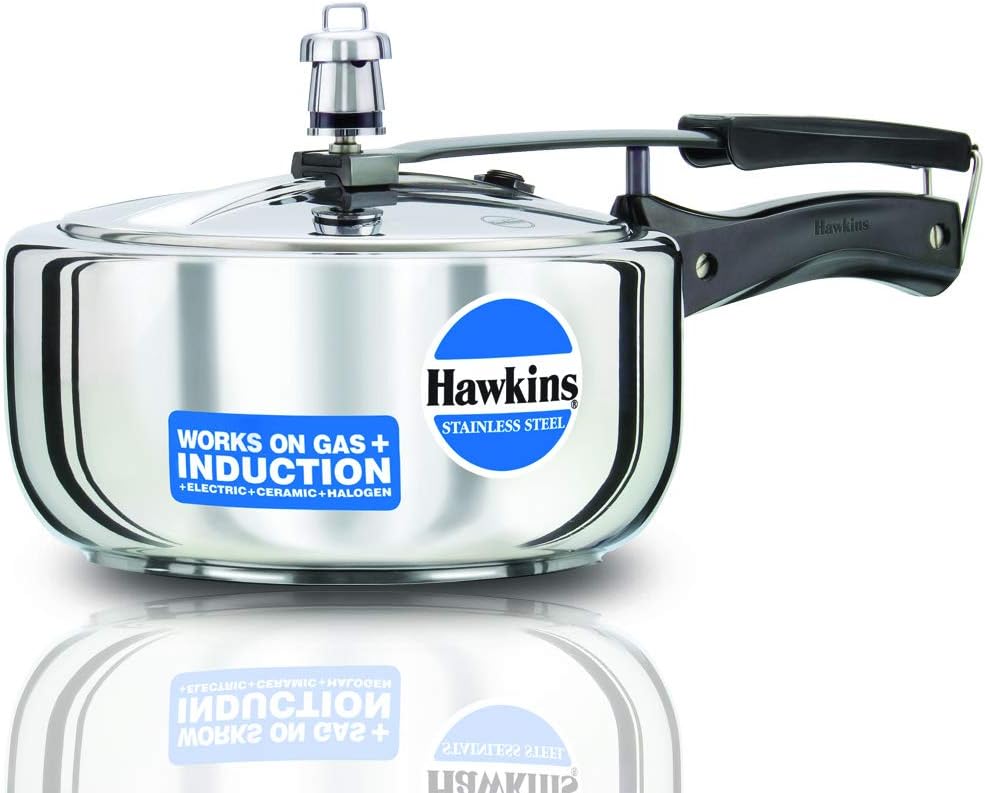 Hawkins HSS3W 3L Stainless Steel Pressure Cooker with Wide Base - Fast & Safe Cooking for Soups, Stews, Rice & More | Perfect for Home Kitchens & Camping