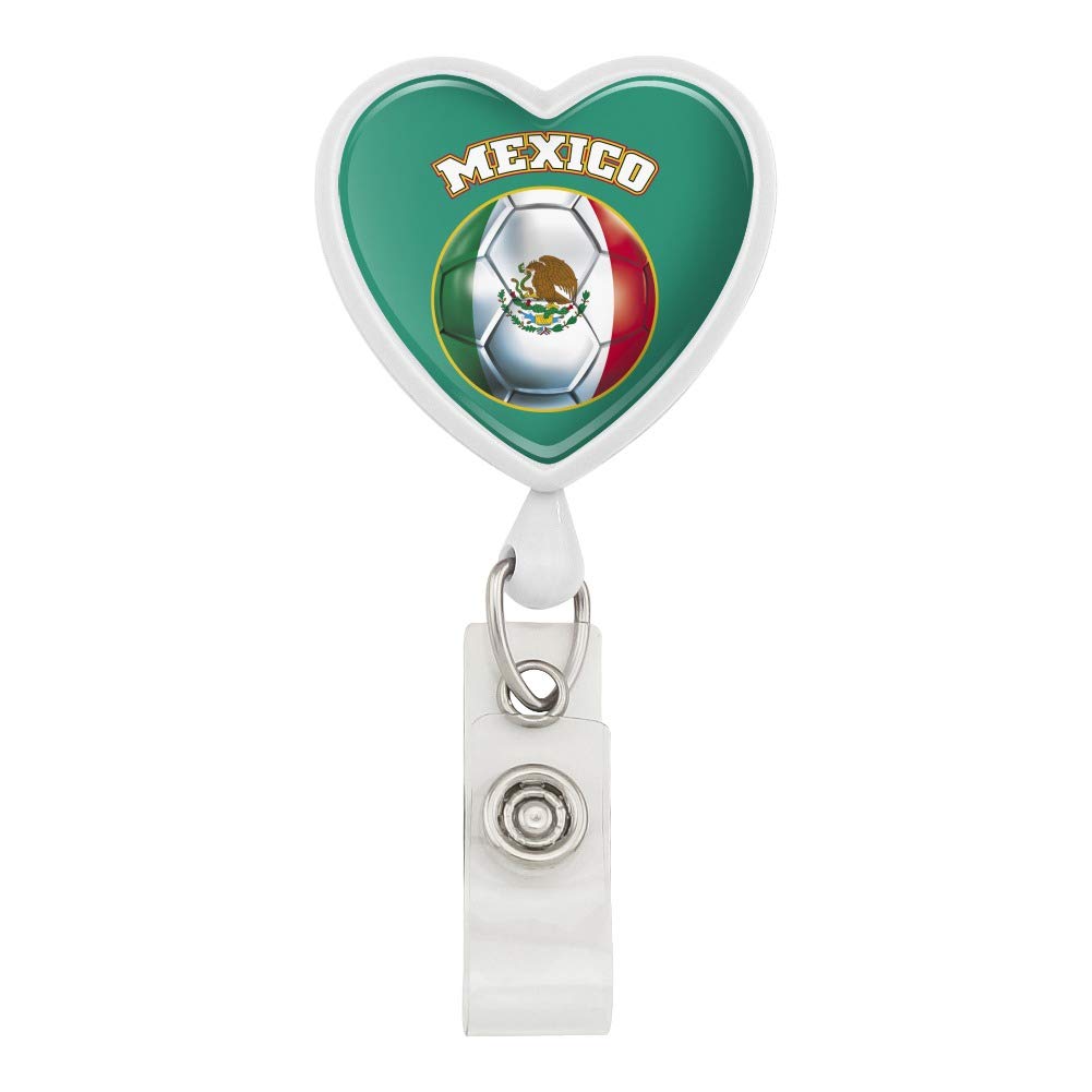 Mexico Soccer Football Lanyard - Retractable Reel Badge Holder for ID Cards, Keys & Work Badges - Perfect for Sports Fans, Events & Office Use