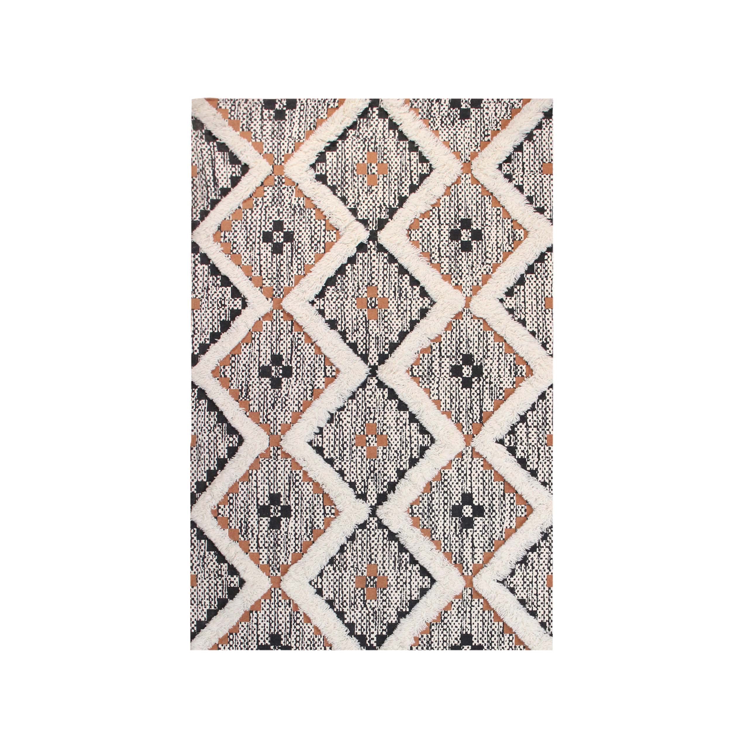 Premium Talluah Hand-Tufted Area Rug - 3' x 5' Rust-Black Indoor Printed Rug for Bedroom & Living Room Decor - Soft Floor Mat for Home Aesthetics, Cozy Space & Modern Interior Design