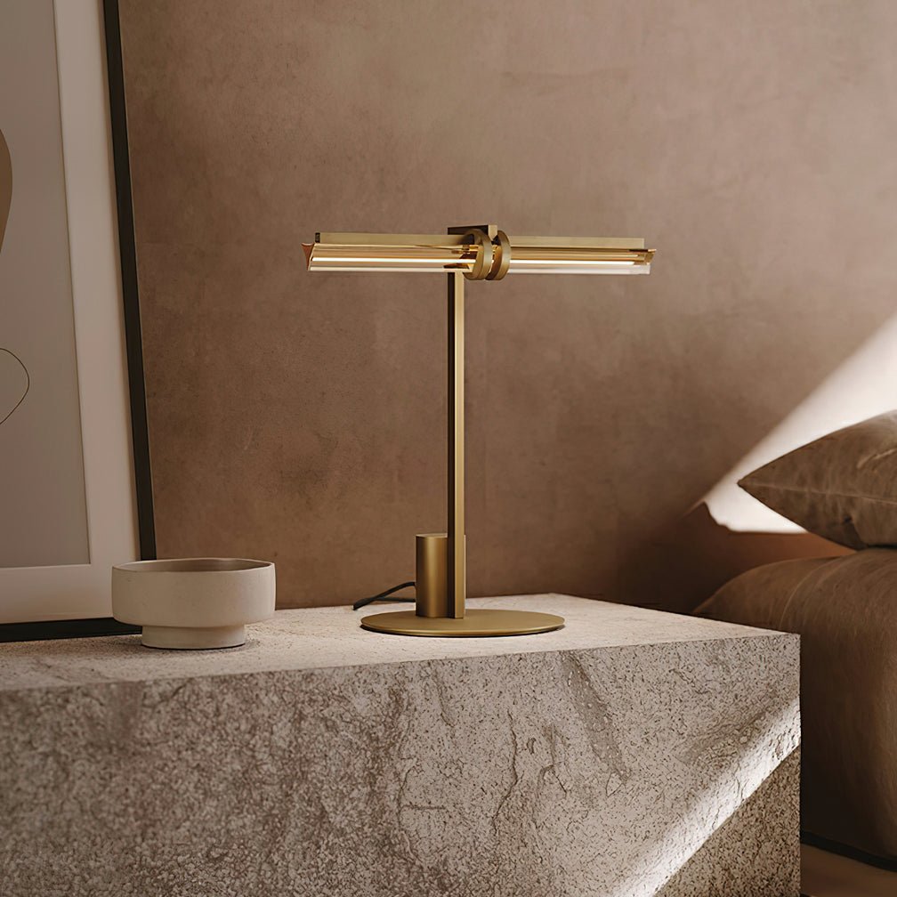 Modern Reed Table Lamp - Adjustable Brightness LED Desk Light for Home Office, Bedroom & Study - Perfect for Reading, Working & Nightstand Use