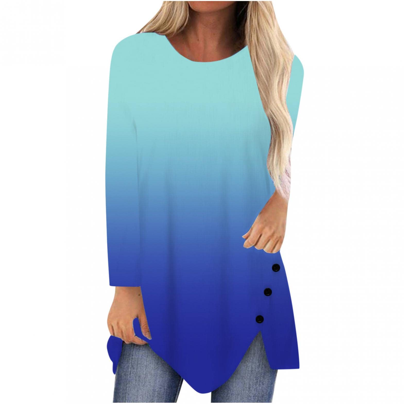 Trendy 2022 Women's Long Sleeve Crew Neck Graphic T-Shirt - Loose Fit Casual Pullover Blouse for Everyday Wear | Perfect for Work, Travel & Street Style