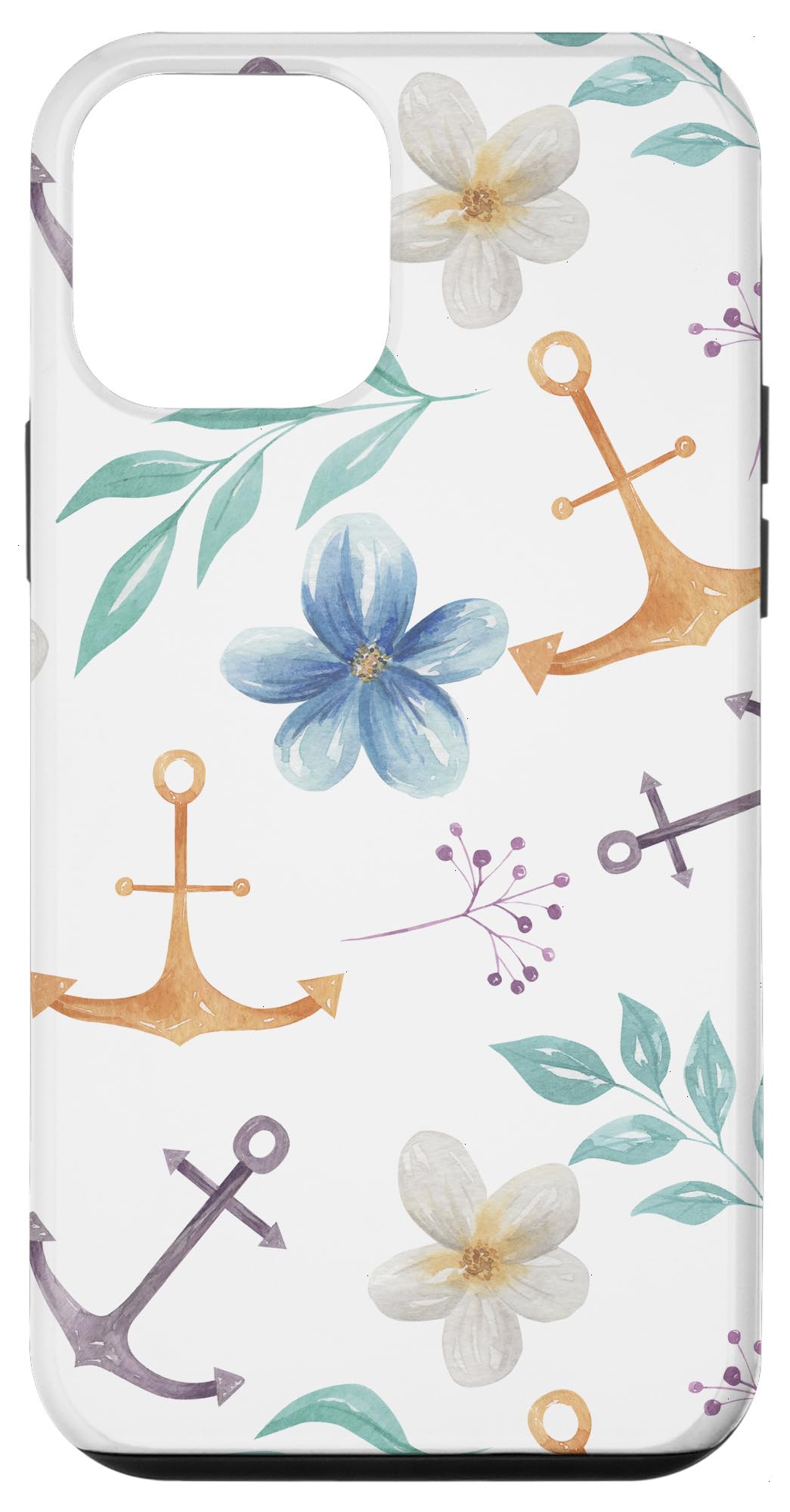 iPhone 12 Mini Nautical Tropical Beach Phone Case with Anchor Design - Waterproof Protective Cover for Summer Vacation, Travel & Outdoor Activities