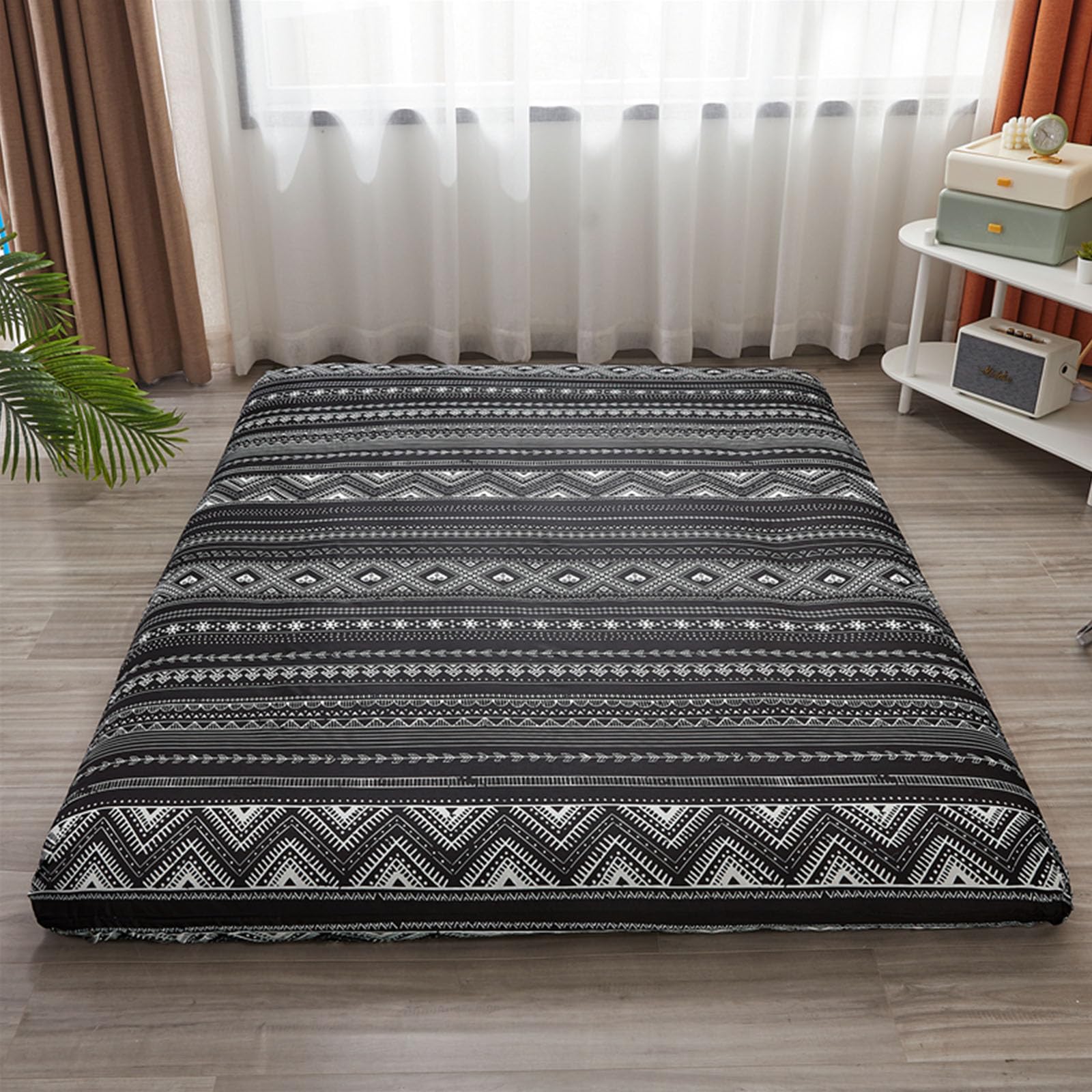 EFELIM Japanese Futon Mattress Cover - King, Queen, Full Size - Printed Floor Mattress Cover with Zipper for RV, Guest Bed & Home Decor (Queen: 150x200cm/59x78in) - Perfect for Small Spaces, Guest Rooms & Minimalist Bedrooms