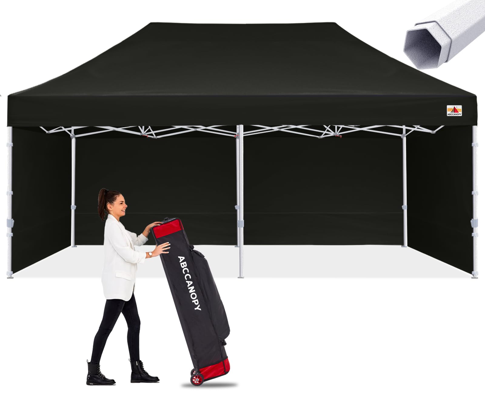 ABCCANOPY Premium 10x20 Commercial Instant Shade Canopy Tent - Heavy Duty Pop Up Shelter for Outdoor Events, Farmers Markets, Beach & Backyard Use - Black