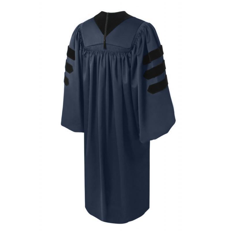 Premium Navy Blue Doctoral Graduation Gown - High-Quality Academic Regalia for PhD Graduation Ceremonies, Commencement & Formal Events