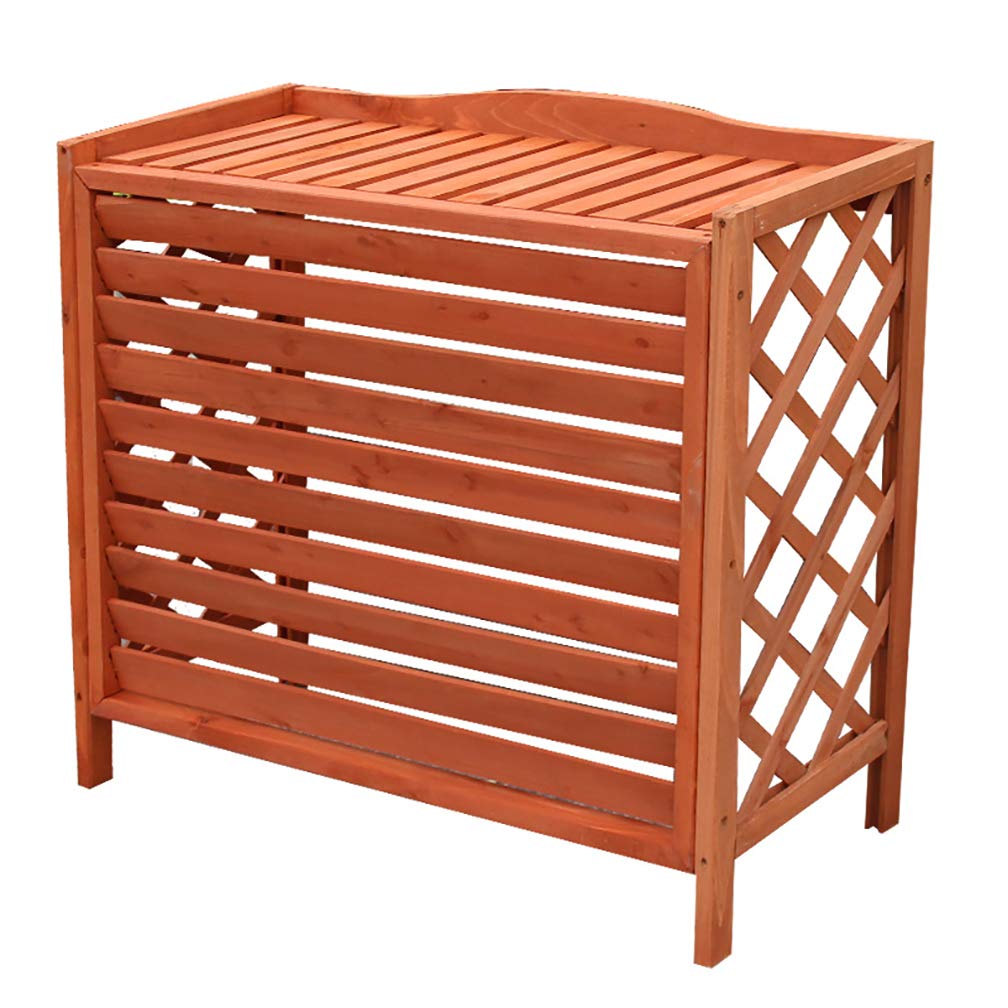 Solid Wood Air Conditioner Frame - Durable Outdoor Balcony AC Rack with Decorative Flower Blinds | Wooden Protective Cover & Shelf for Window AC Units - Perfect for Home, Apartment and Office Decoration