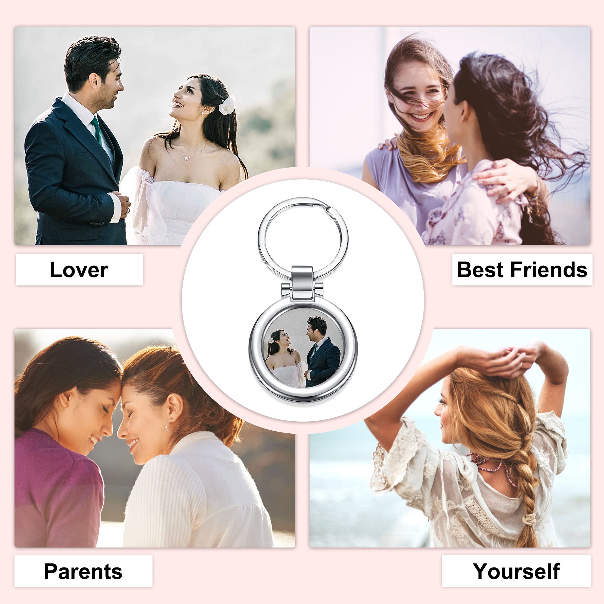 Personalized Custom Photo Keychain - Free Engraving with Colorful Picture & Text - Couple Keychain, Memorial Gift for Anniversary, Valentine's Day - Perfect for Gifts, Keepsakes, and Everyday Carry